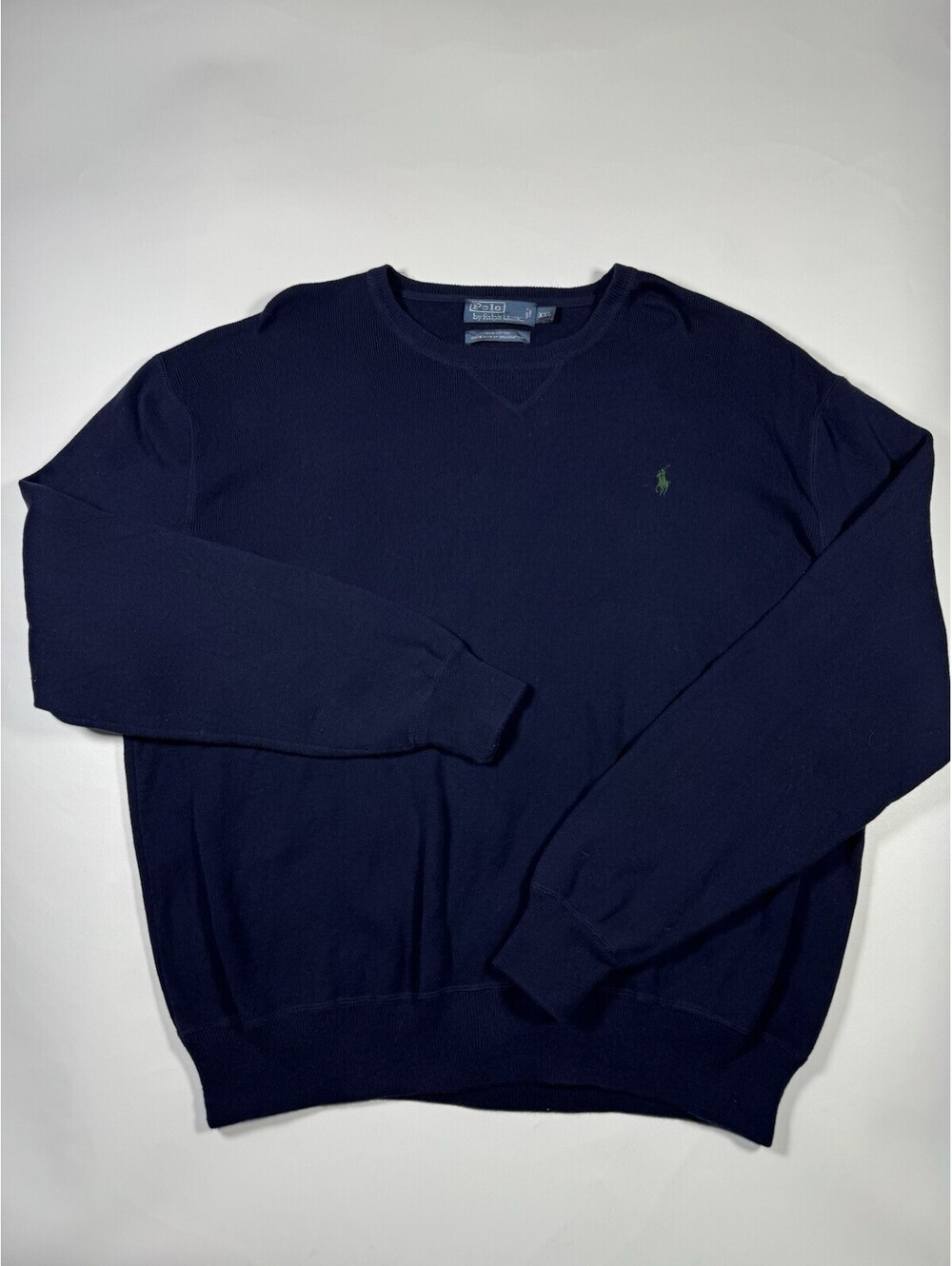 Polo Ralph Lauren Sweatshirt Mens XXL Navy Blue Green Pony Crewneck Cotton